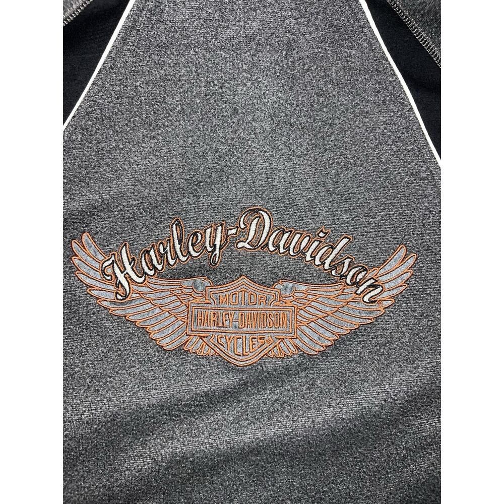 Harley-Davidson Women’s XL Full Zip Hoodie Gray Orange Trim Embroidered Y2K - Picture 6 of 13
